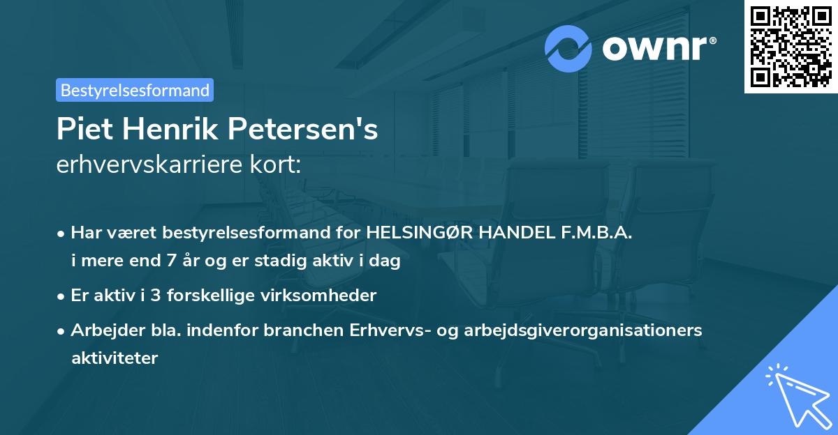 Piet Henrik Petersen's erhvervskarriere kort