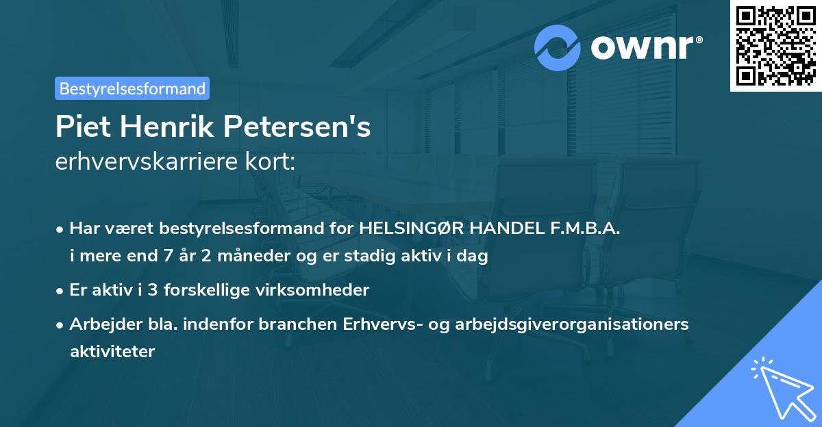 Piet Henrik Petersen's erhvervskarriere kort