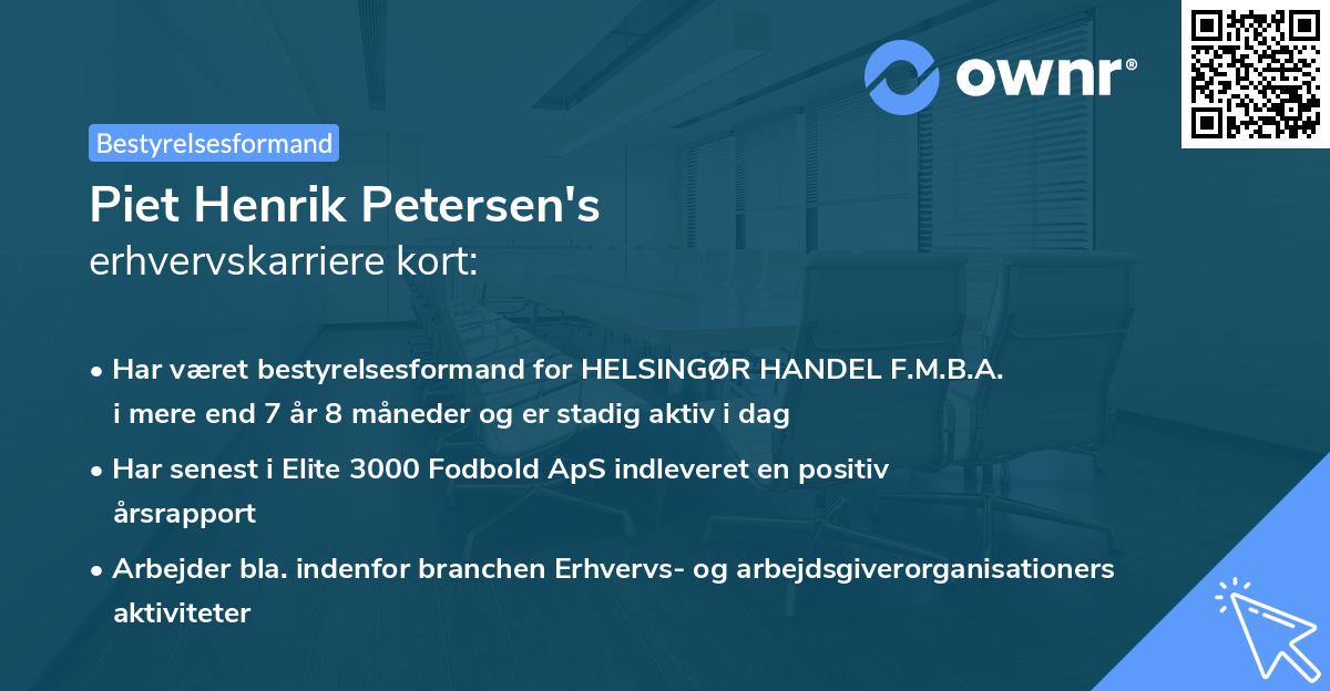 Piet Henrik Petersen's erhvervskarriere kort
