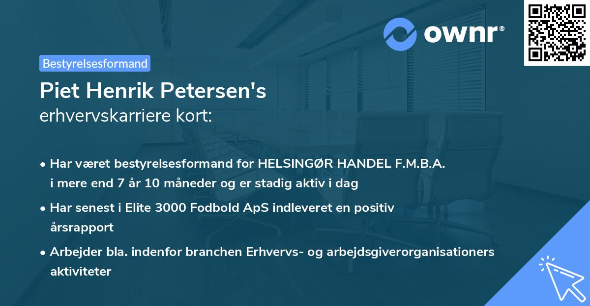 Piet Henrik Petersen's erhvervskarriere kort