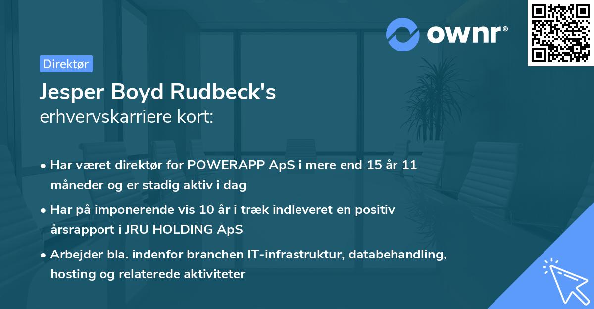 Jesper Boyd Rudbeck's erhvervskarriere kort