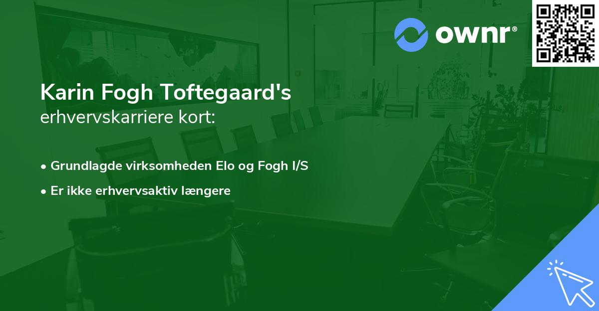 Karin Fogh Toftegaard's erhvervskarriere kort
