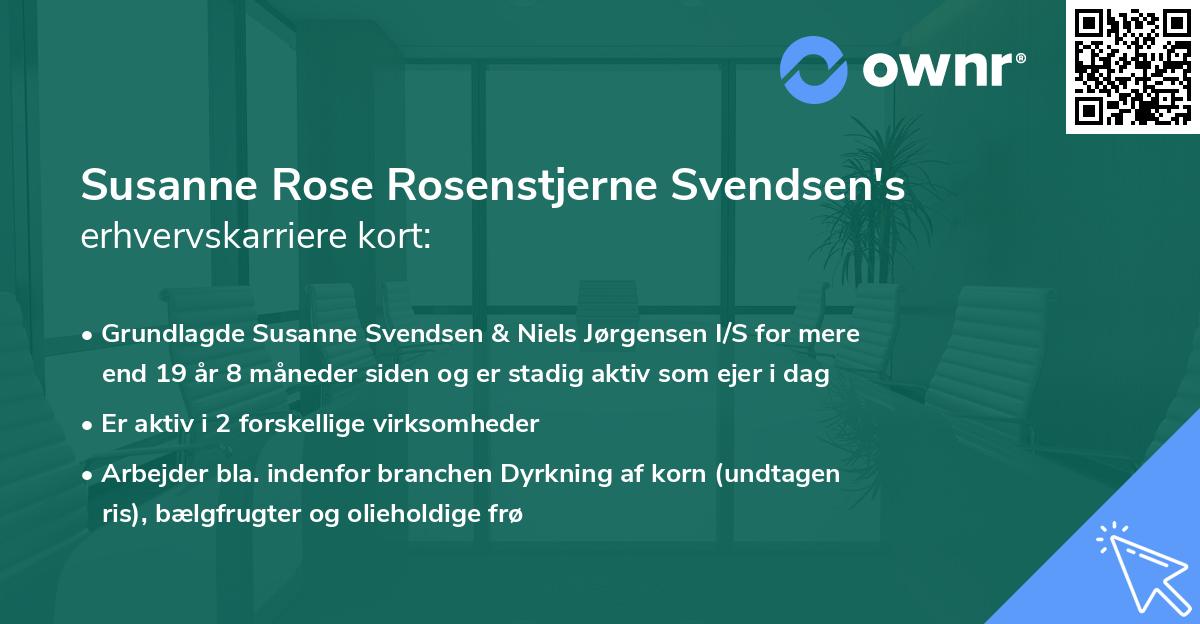 Susanne Rose Rosenstjerne Svendsen's erhvervskarriere kort