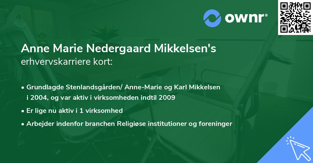 Anne Marie Nedergaard Mikkelsen's erhvervskarriere kort