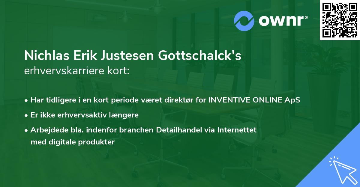 Nichlas Erik Justesen Gottschalck's erhvervskarriere kort