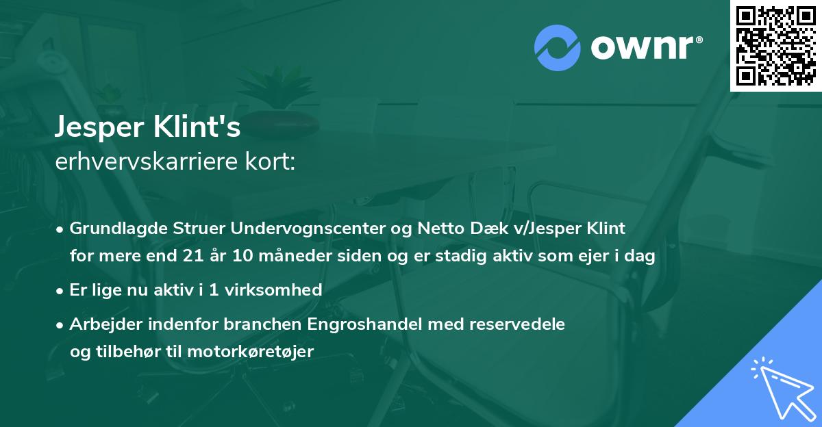 Jesper Klint's erhvervskarriere kort