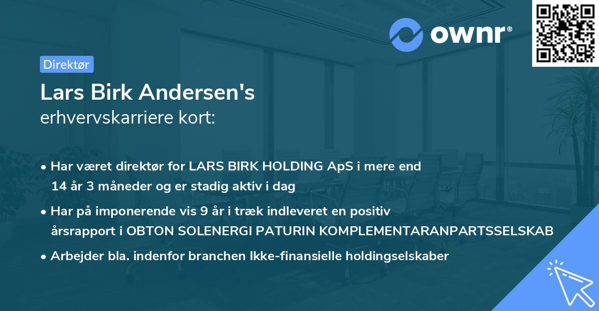 Lars Birk Andersen's erhvervskarriere kort