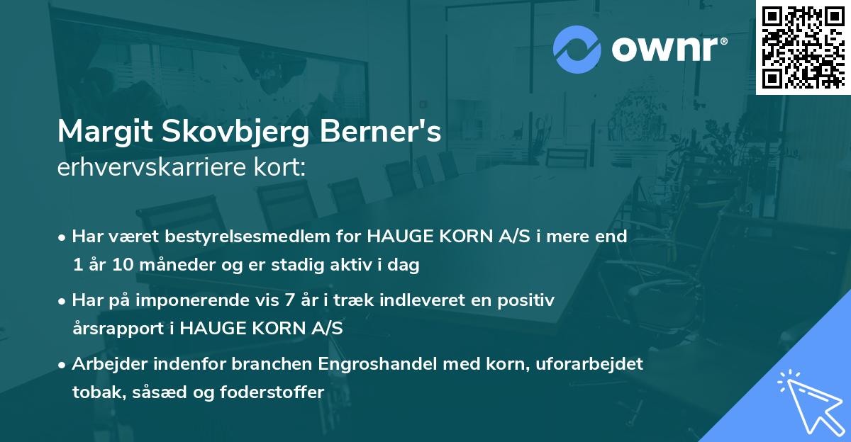 Margit Skovbjerg Berner's erhvervskarriere kort