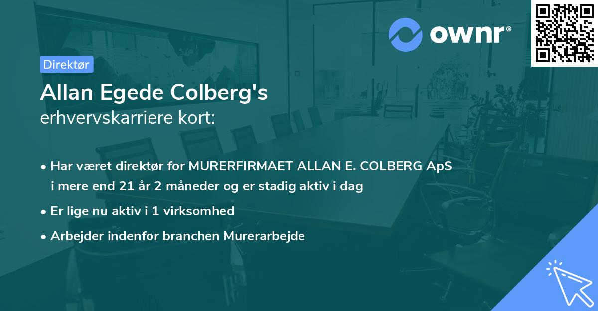 Allan Egede Colberg's erhvervskarriere kort