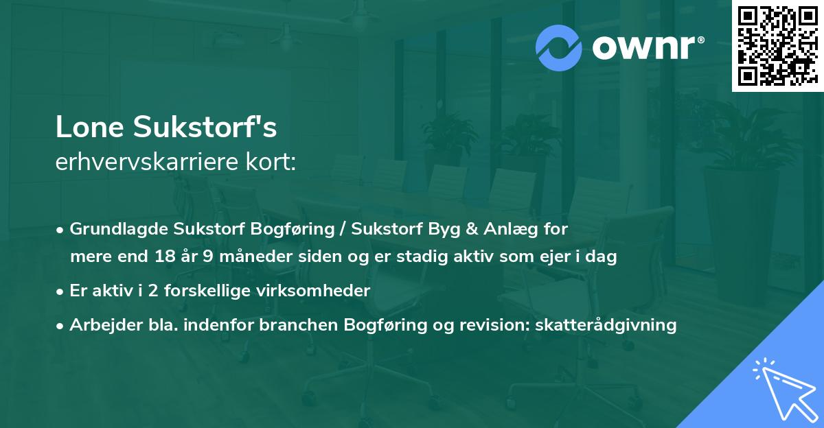 Lone Sukstorf's erhvervskarriere kort