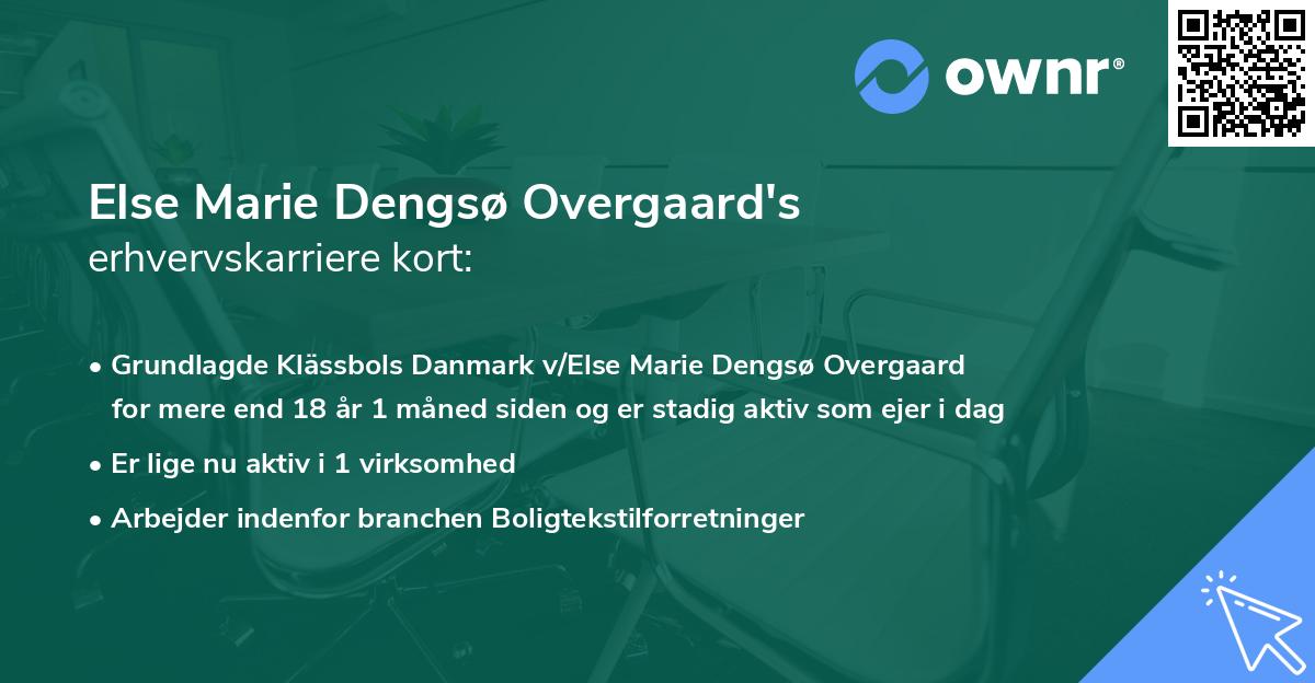 Else Marie Dengsø Overgaard's erhvervskarriere kort