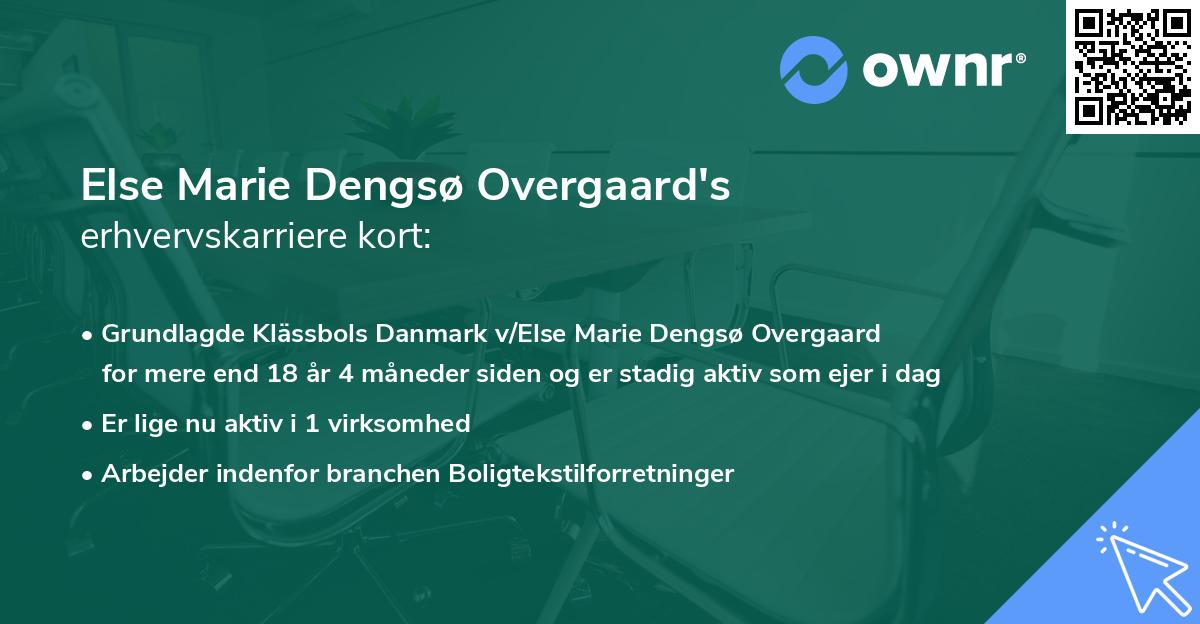 Else Marie Dengsø Overgaard's erhvervskarriere kort