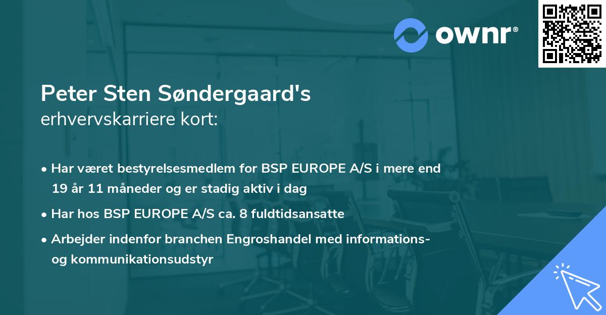 Peter Sten Søndergaard's erhvervskarriere kort