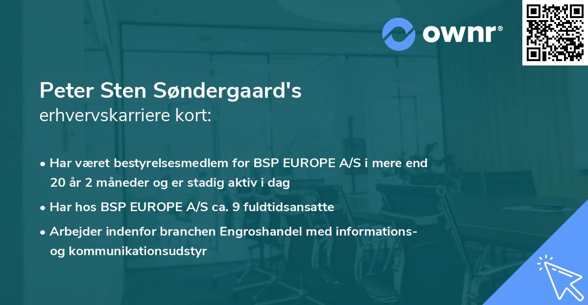Peter Sten Søndergaard's erhvervskarriere kort