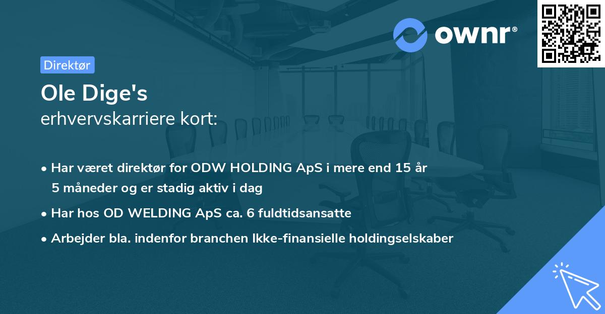 Ole Dige's erhvervskarriere kort