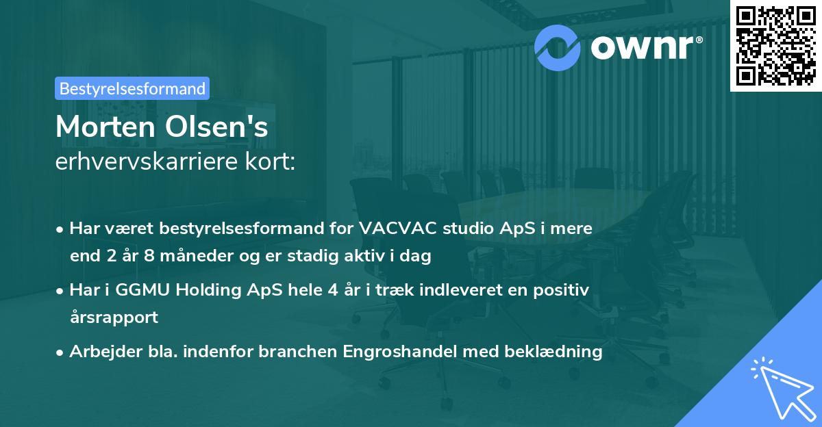 Morten Olsen's erhvervskarriere kort