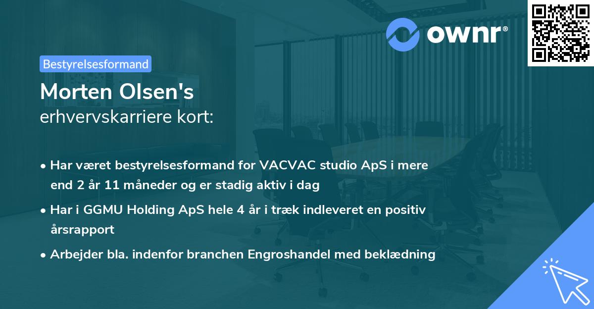 Morten Olsen's erhvervskarriere kort