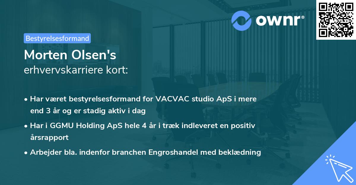 Morten Olsen's erhvervskarriere kort