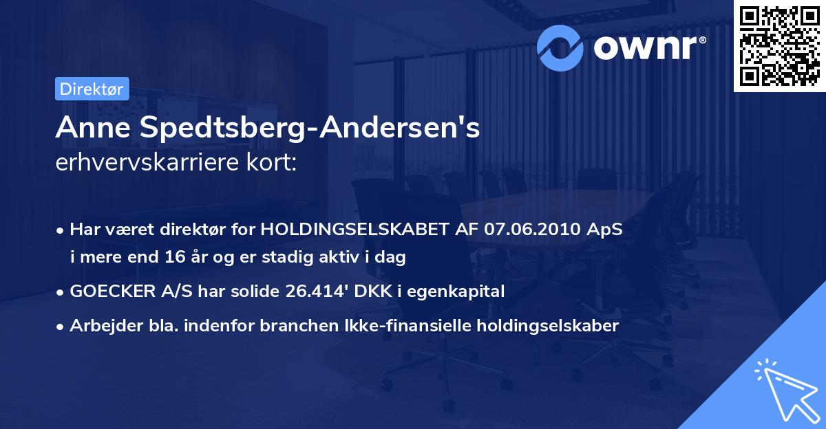 Anne Spedtsberg-Andersen's erhvervskarriere kort