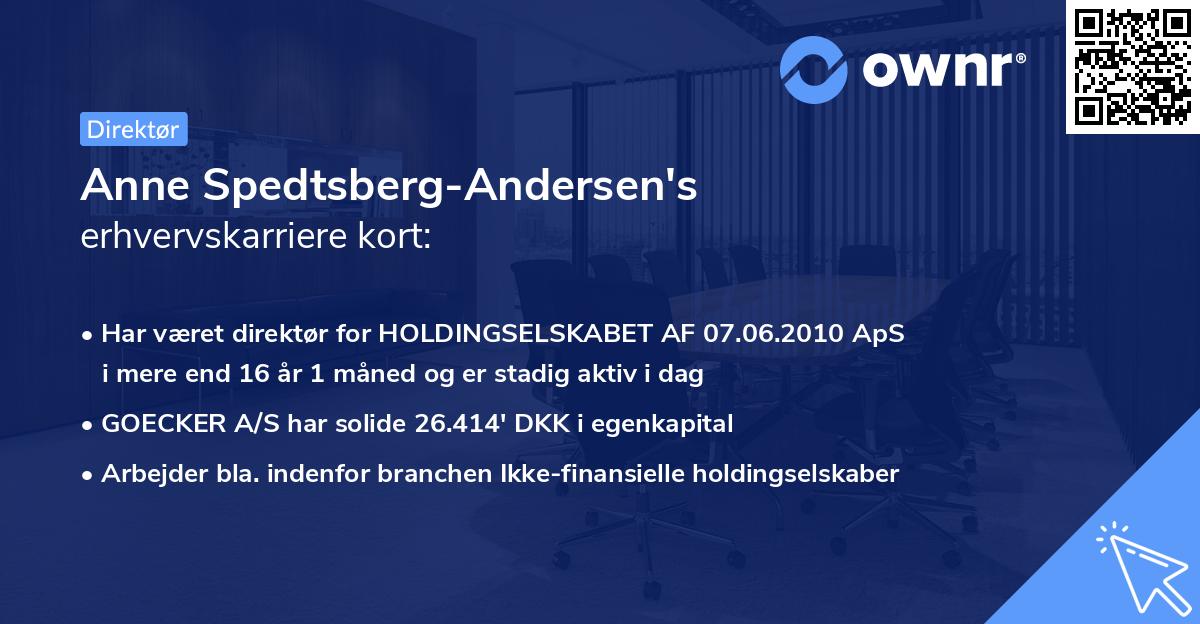 Anne Spedtsberg-Andersen's erhvervskarriere kort