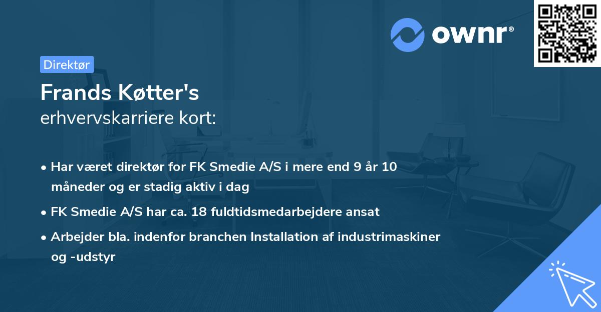 Frands Køtter's erhvervskarriere kort