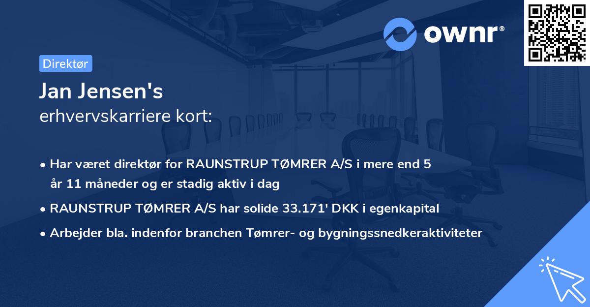 Jan Jensen's erhvervskarriere kort
