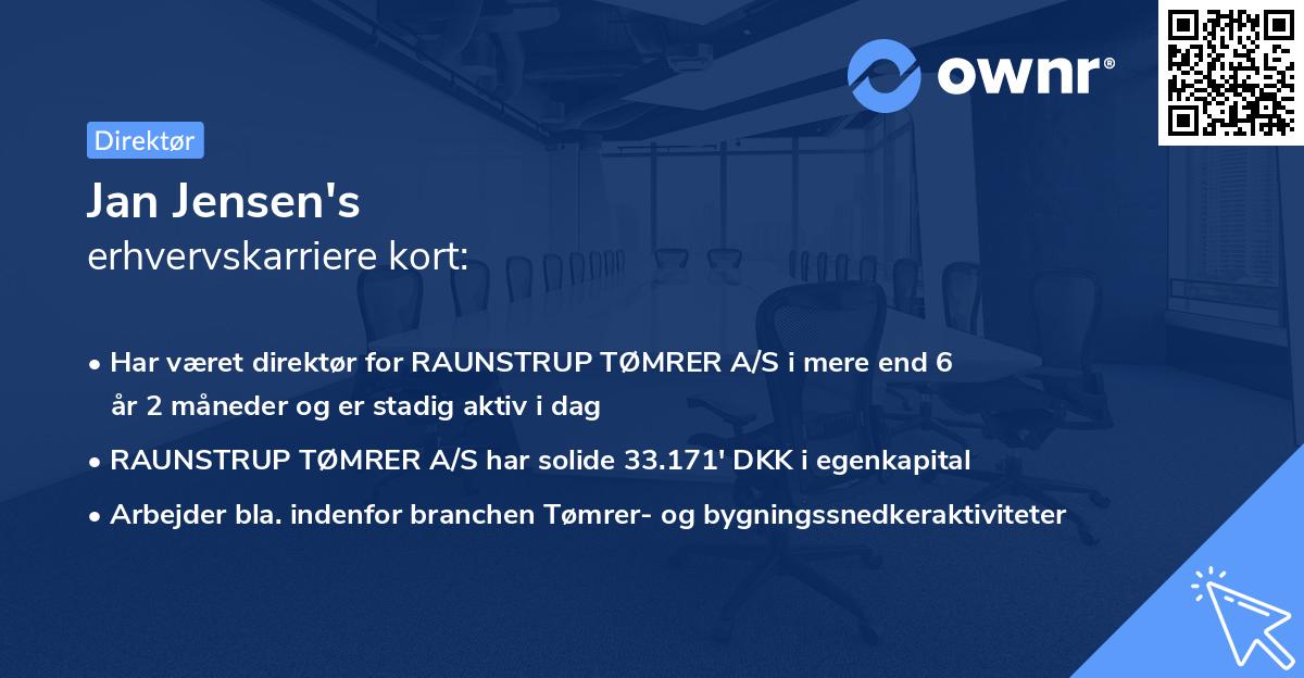 Jan Jensen's erhvervskarriere kort