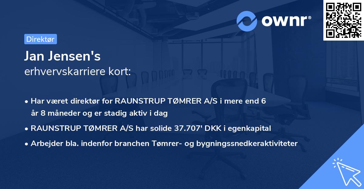 Jan Jensen's erhvervskarriere kort