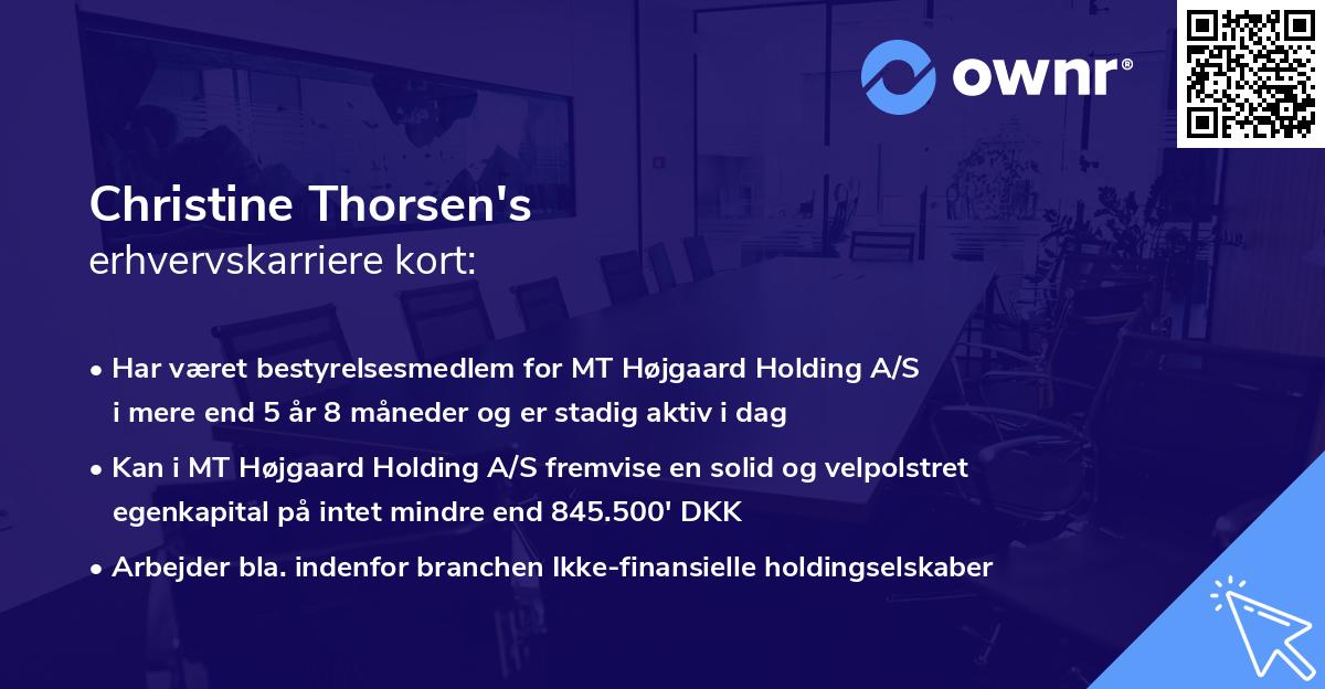 Christine Thorsen's erhvervskarriere kort