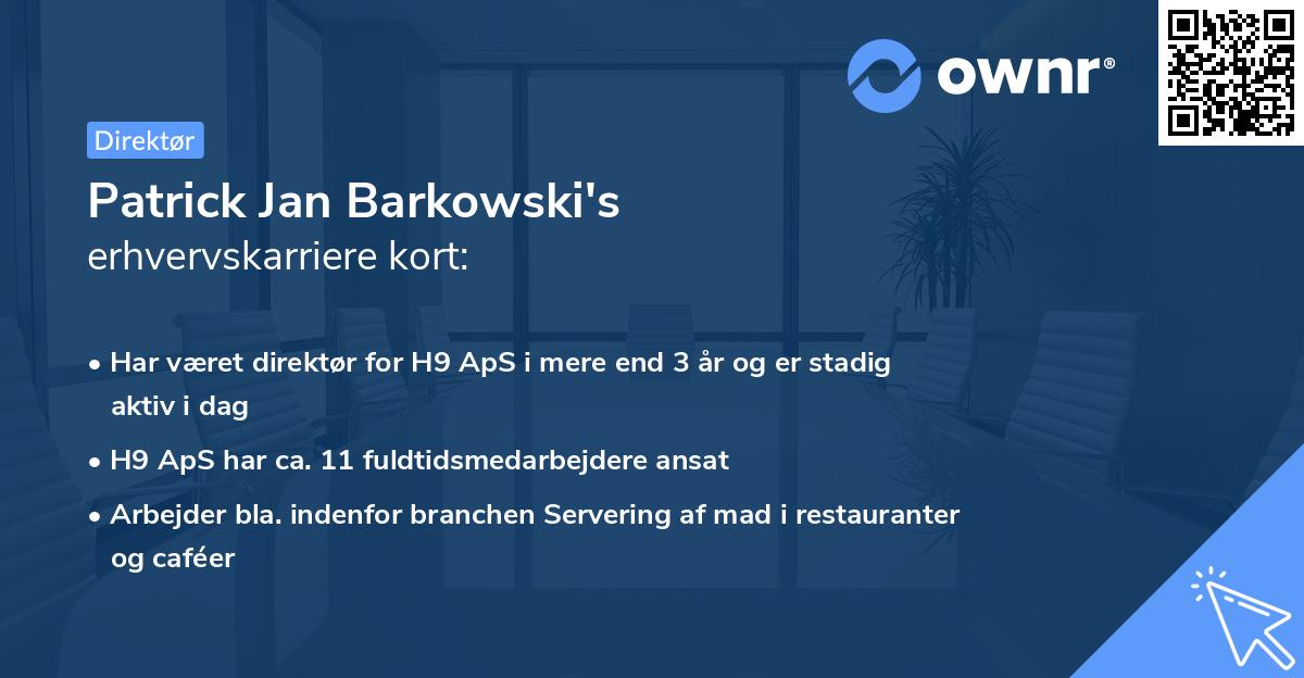 Patrick Jan Barkowski's erhvervskarriere kort