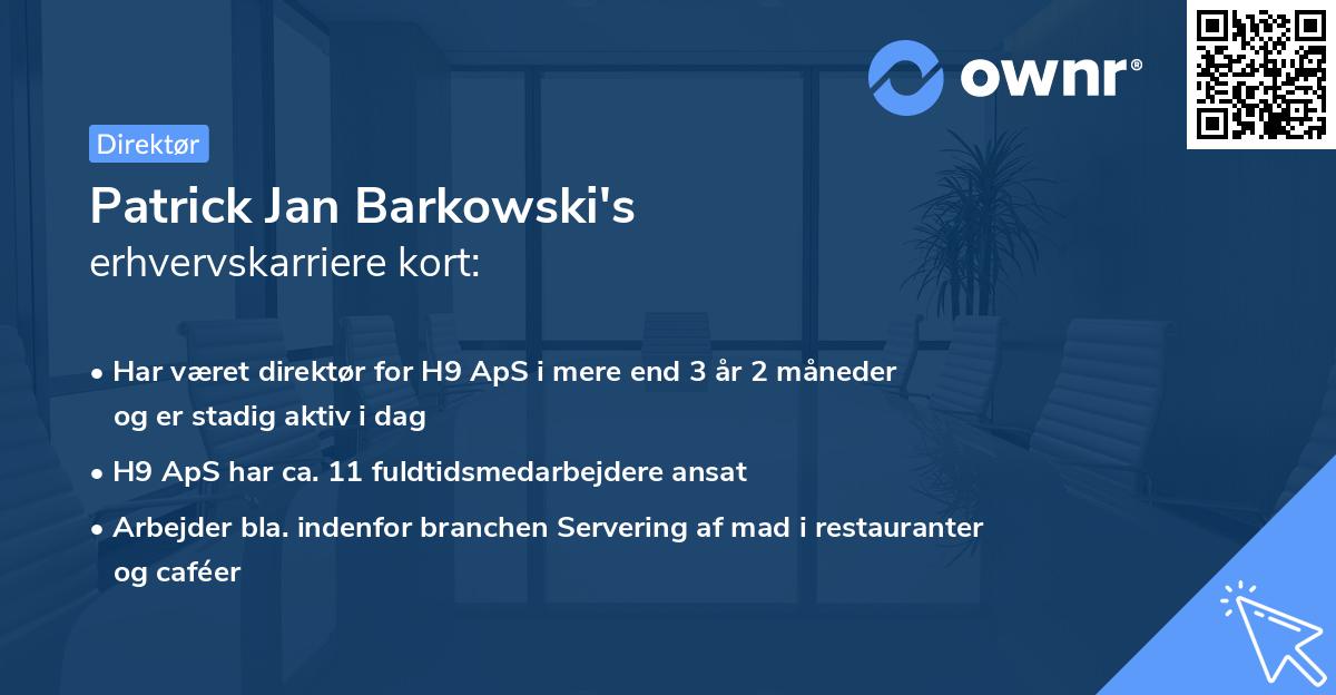 Patrick Jan Barkowski's erhvervskarriere kort