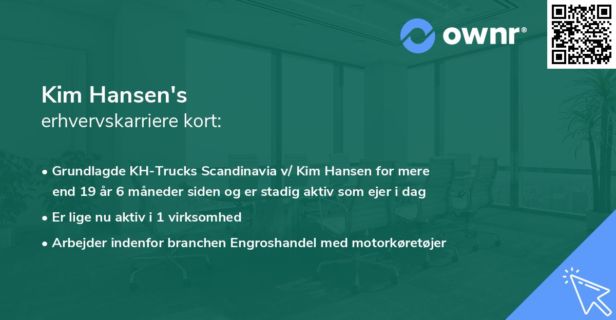 Kim Hansen's erhvervskarriere kort