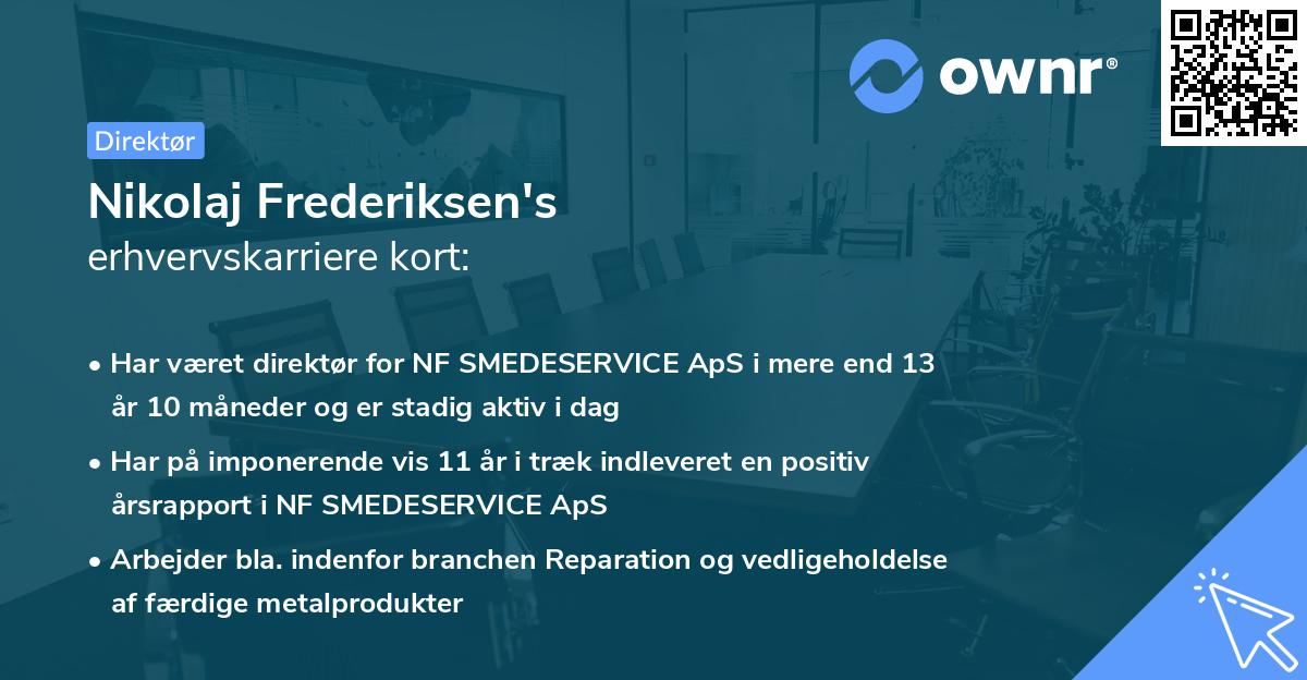 Nikolaj Frederiksen's erhvervskarriere kort