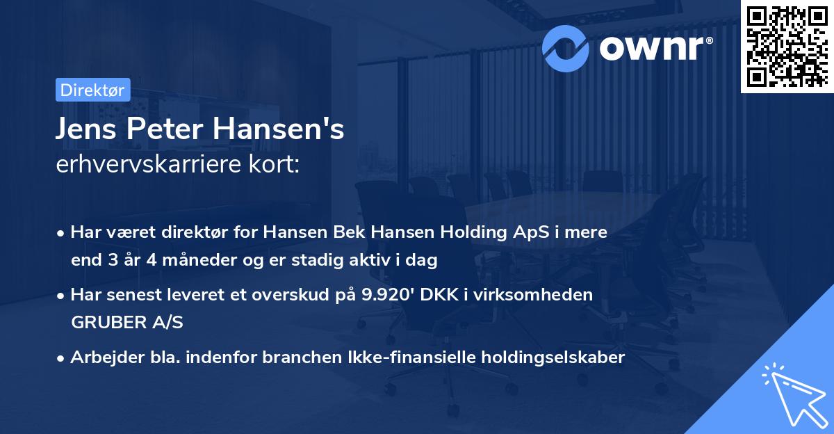 Jens Peter Hansen's erhvervskarriere kort