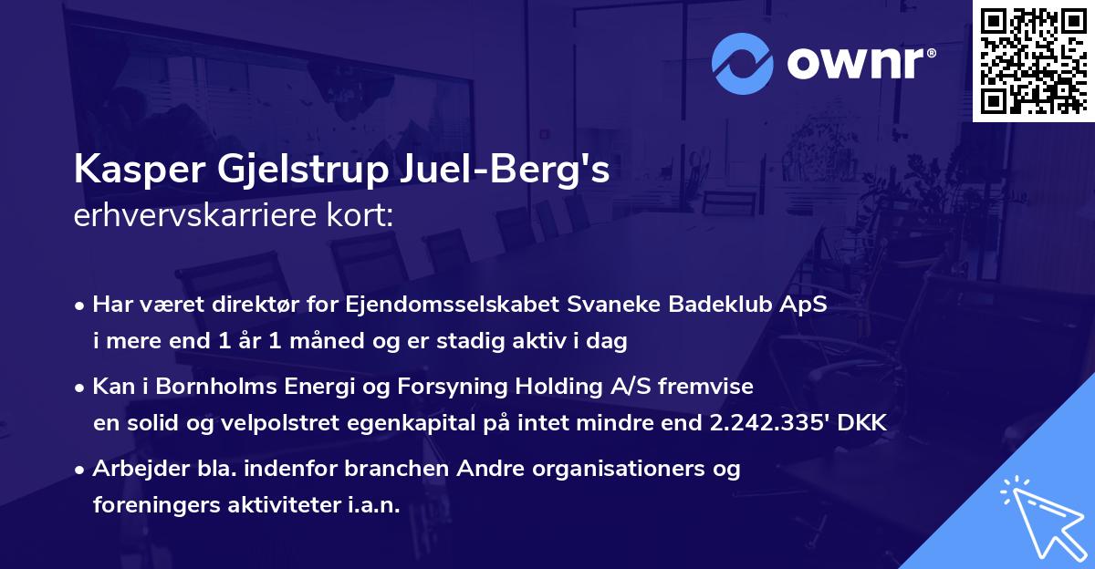 Kasper Gjelstrup Juel-Berg's erhvervskarriere kort