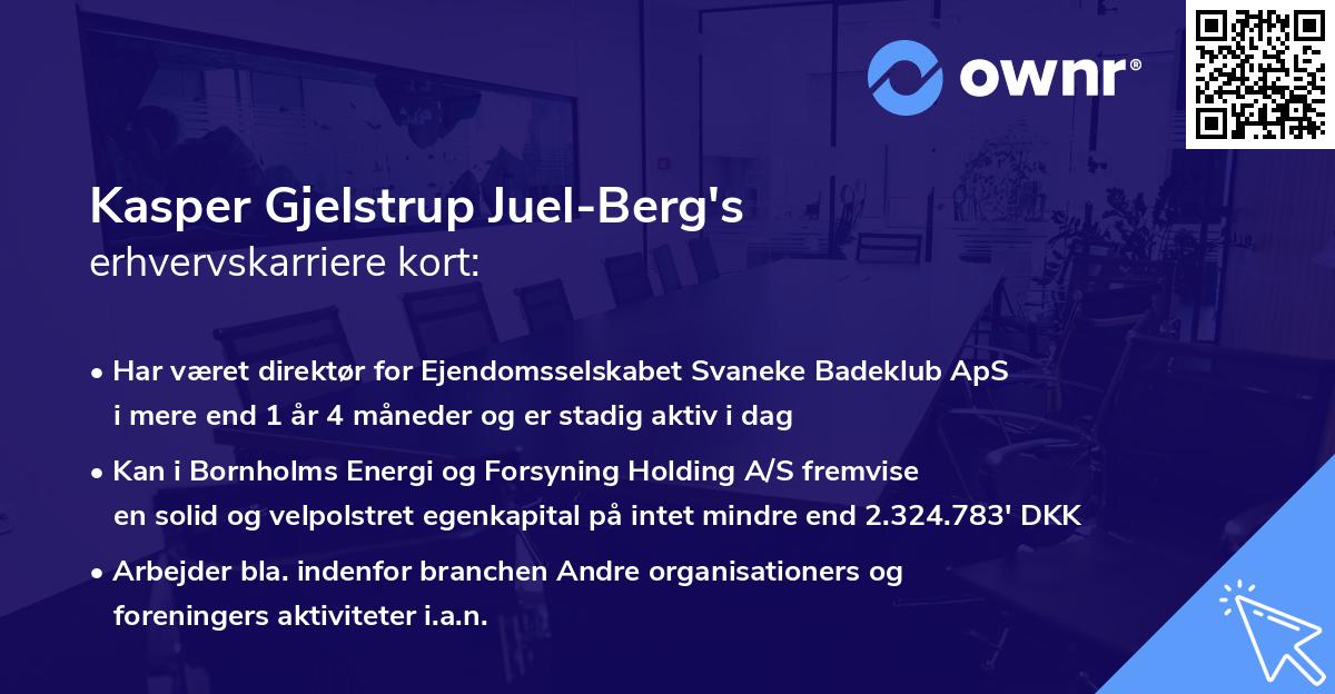 Kasper Gjelstrup Juel-Berg's erhvervskarriere kort
