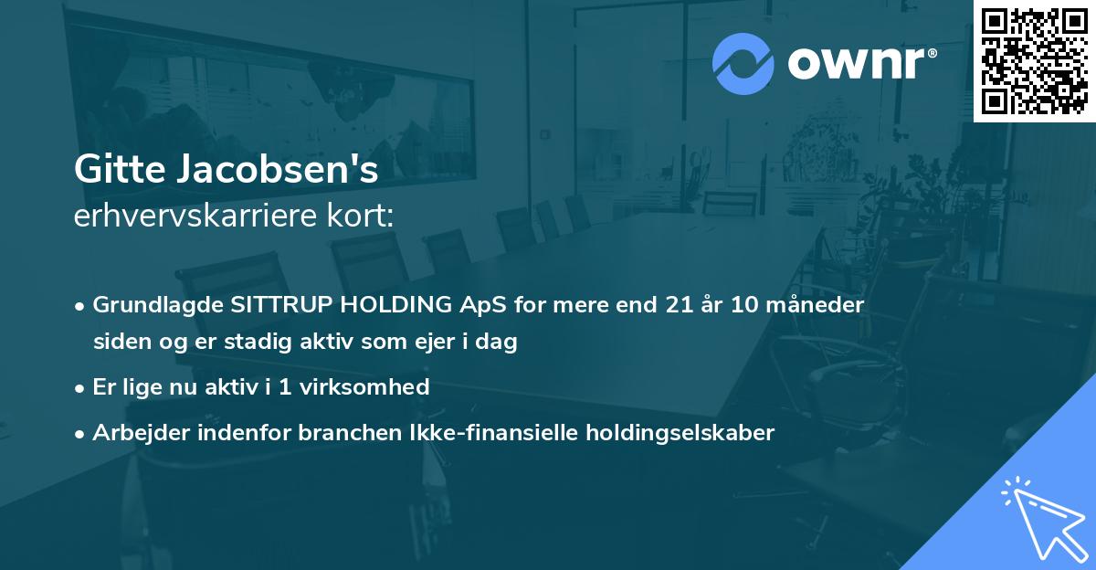 Gitte Jacobsen's erhvervskarriere kort