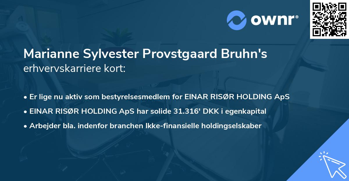 Marianne Sylvester Provstgaard Bruhn's erhvervskarriere kort