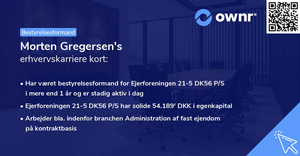 Morten Gregersen's erhvervskarriere kort