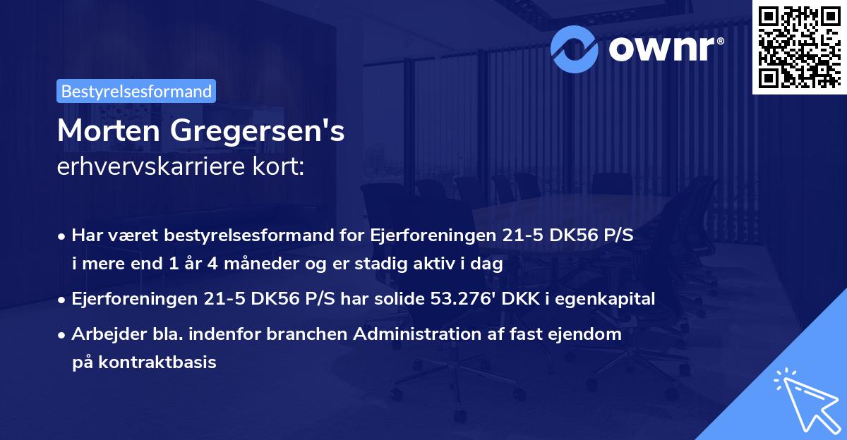 Morten Gregersen's erhvervskarriere kort