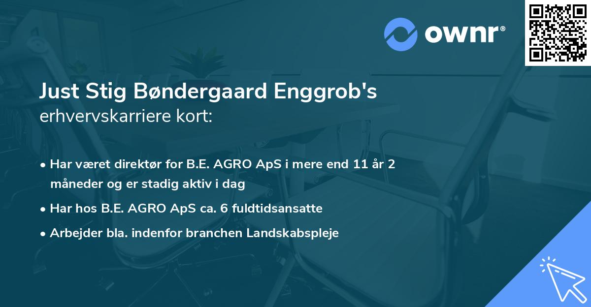 Just Stig Bøndergaard Enggrob's erhvervskarriere kort