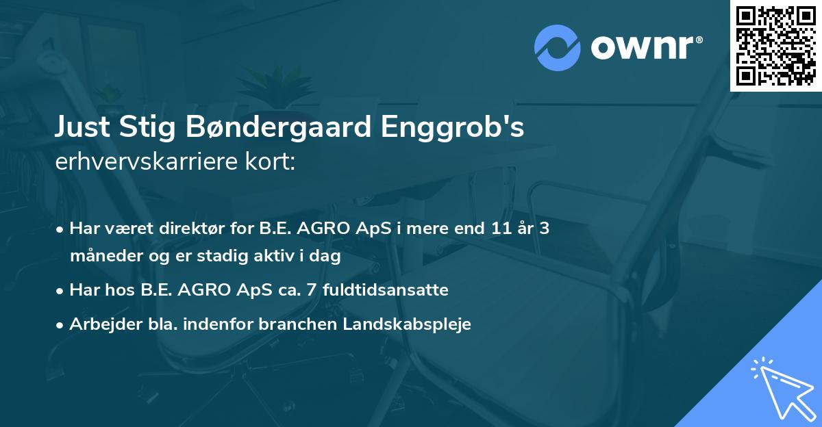 Just Stig Bøndergaard Enggrob's erhvervskarriere kort