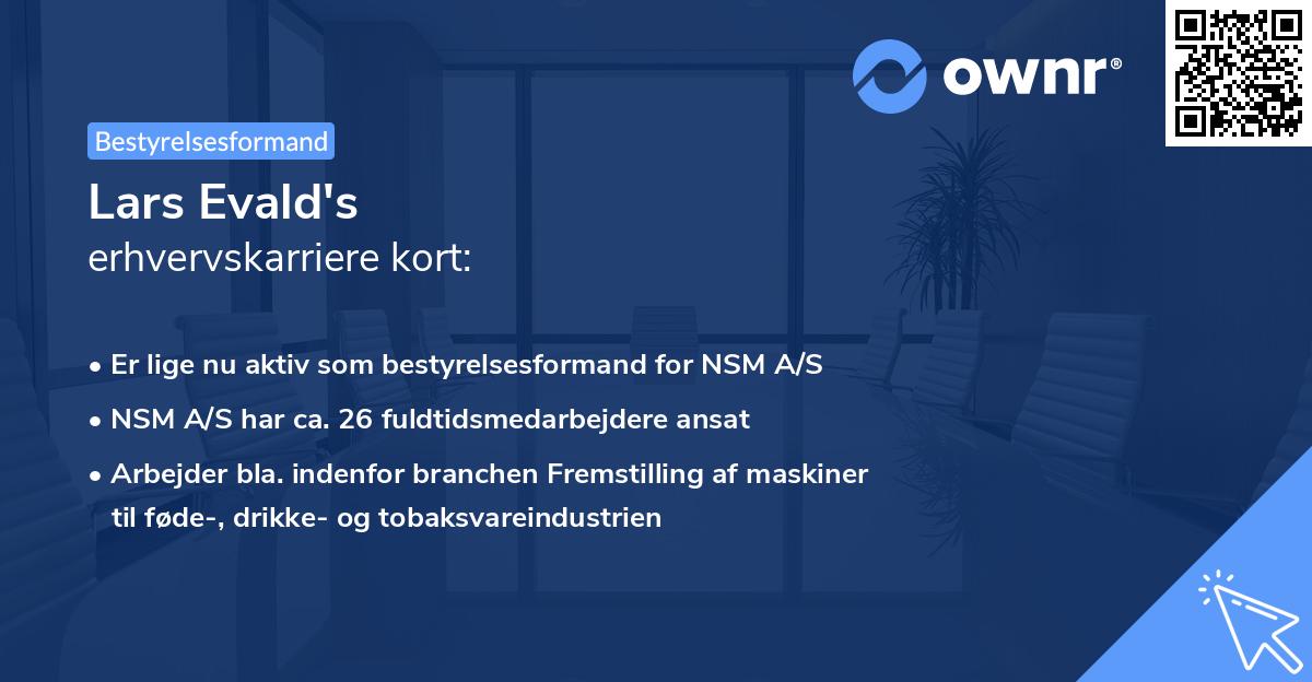 Lars Evald's erhvervskarriere kort