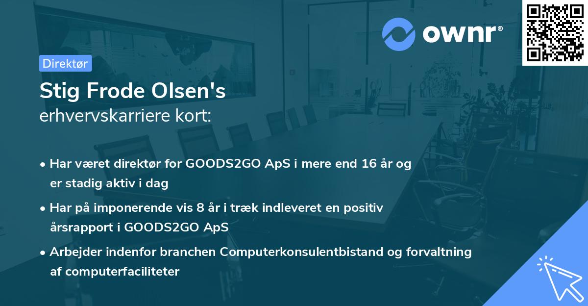 Stig Frode Olsen's erhvervskarriere kort