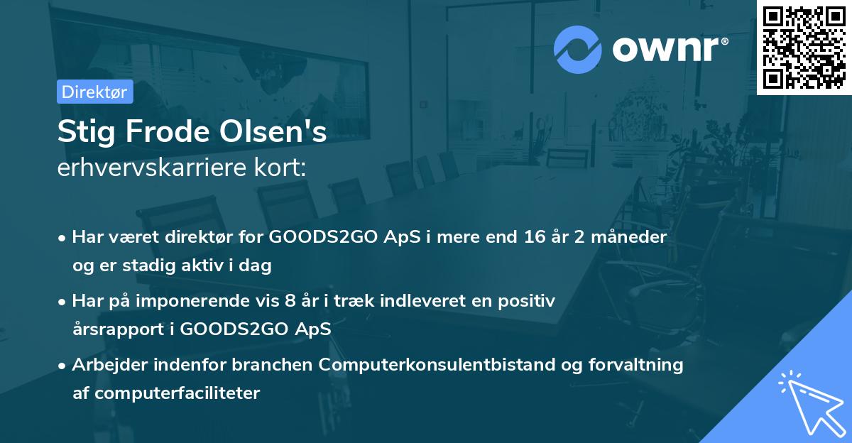 Stig Frode Olsen's erhvervskarriere kort