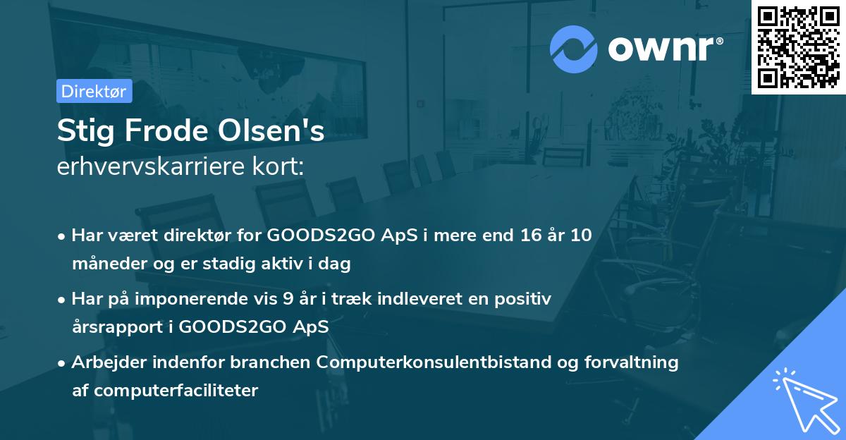 Stig Frode Olsen's erhvervskarriere kort