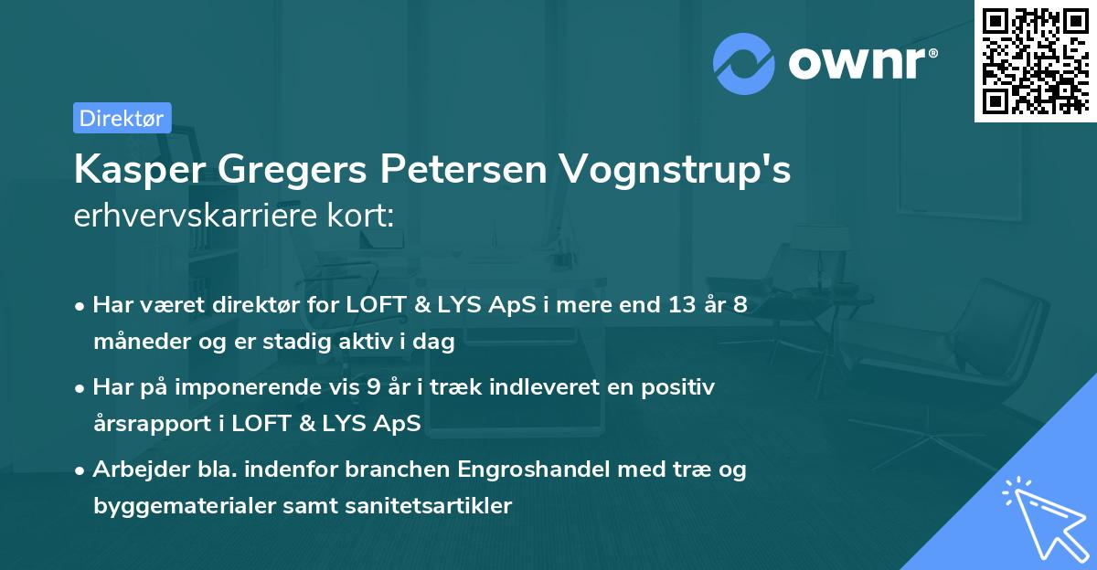 Kasper Gregers Petersen Vognstrup's erhvervskarriere kort