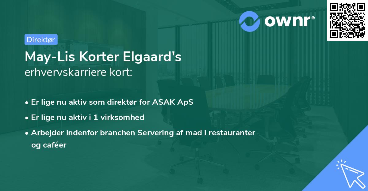 May-Lis Korter Elgaard's erhvervskarriere kort