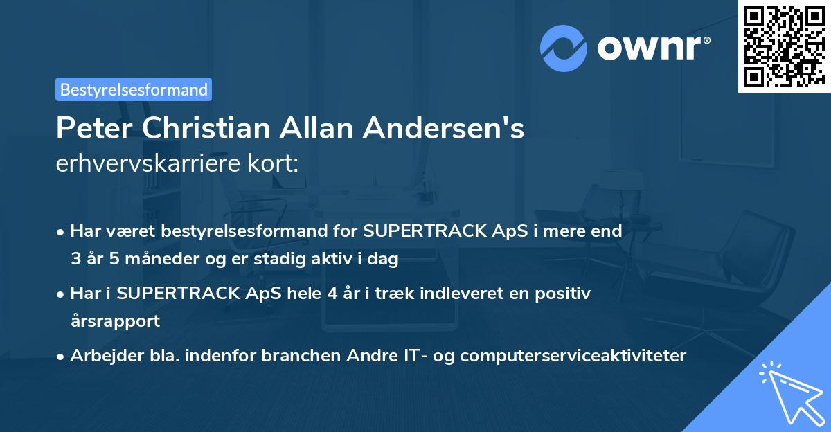 Peter Christian Allan Andersen's erhvervskarriere kort