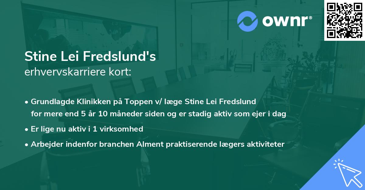 Stine Lei Fredslund's erhvervskarriere kort